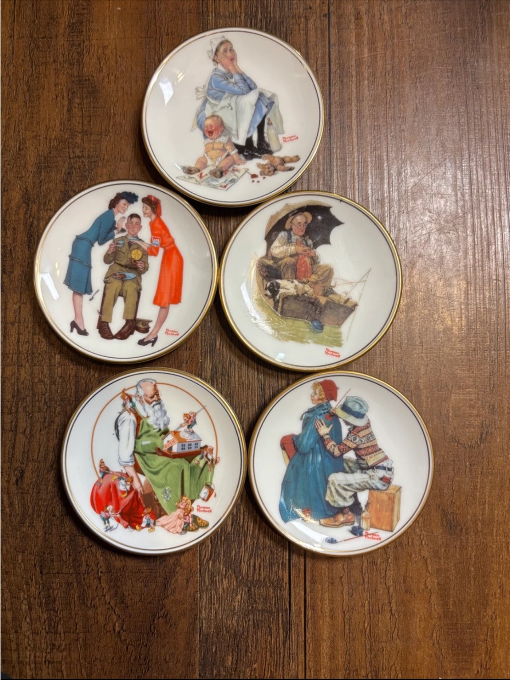 Norman Rockwell Mini 3” Collector Plates - Set of 5